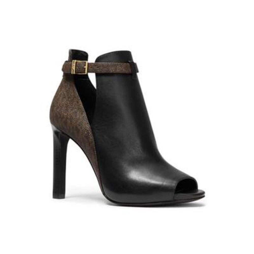 NWT MICHAEL Michael Kors Lawson Open Toe (Black/Brown) Women's Shoes Size 8.5